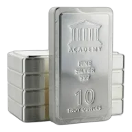 10 oz Silver Academy Stacker Bar (Circulated) - Scottsdale Mint