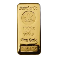 1KG 9999 Gold Bullion Cast Bar made by Baird and Co Call or Email to Order