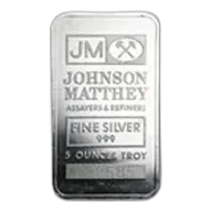 5 oz Silver Bar - Johnson Matthey (Pressed/JM logo)
