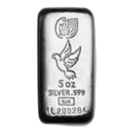 5 oz Silver Bar - Holy Land Mint (Dove of Peace, Cast-Poured)