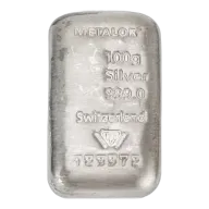 100g Silver Bar Metalor - Pre-Owned
