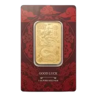1oz PAMP Suisse Good Luck Yellow Dragon Gold Mint Bar