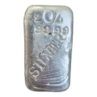 2oz Rustic Silver Bar .9999 Pure | Unknown Manufacturer