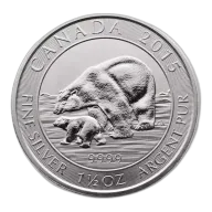 1.5 oz RCM Silver Polar Bear & Cub - 2015