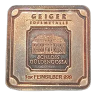 1oz Silver Bar - Geiger Edelmetalle (Original Square Series) - Toned