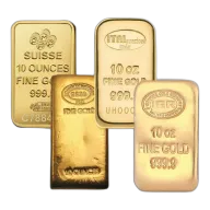 10 oz LBMA Elig. Gold Bar - Varied Mints