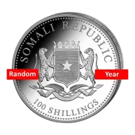 Random Year - 1 oz .999 Fine Silver Somalian African Elephant Coin BU