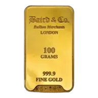 100g Gold Minted Bullion Bar Baird & Co - Pre-Owned