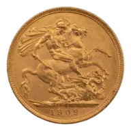 1909 Edward VII Gold Full Sovereign Melbourne Mint