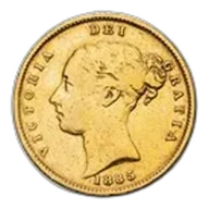 1838-1885 Great Britain Gold 1/2 Sov Victoria Young Head Clnd/Pol