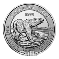 1/2 oz 99.99% Silver Polar Bear Coin 2018