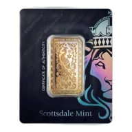 Marquee Peacock 1oz Gold Scottsdale Mint Bullion Bar