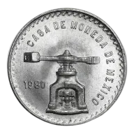 1979-1980 Mexico 1 oz Silver Onza Balance Scale Avg Circulated