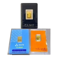 2.5 gram Gold Bar In Assay .9999 Fine Gold - Random Brand - Secondary Market