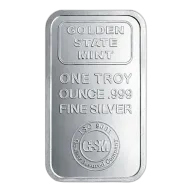 Golden State Mint 1 Oz Silver Logo Bar (New)
