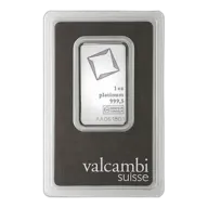 1 oz Platinum Bar Valcambi In Assay Card