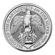 2019 UK Falcon of Plantagenets 2 oz Silver Bullion Coin