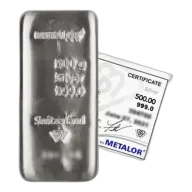 Metalor 500 Gram Silver Bar