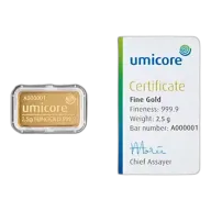 2.5 Gram Umicore Gold Bar