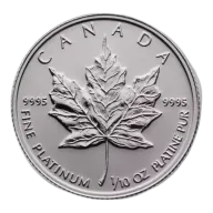 Canadian Platinum Maple Leaf 1/10oz - Backdated