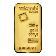 250g Gold Bar | Valcambi | Casted