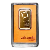 1 oz Valcambi Suisse Gold Bar (.9999, BU)