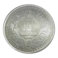 Misc Minted Silver Round, 100g (3.215 Tr Oz)