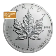 1 oz Canadian Silver Maple Leaf Coin (Random Year)