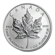 1 oz Platinum Maple Leaf Coins of BU: Canadian .9995 Platinum (Our Year Choice)