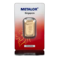 Metalor 50g Cast Gold Bar in Assay Card