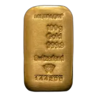 Metalor 100g Cast Gold Bar