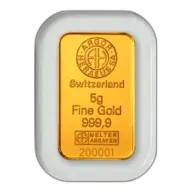 5 Gram Argor-Heraeus Gold Bar (w/ Assay)