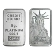 5 Gram Credit Suisse Platinum Liberty Bar