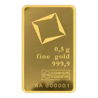 0.5 Gram Valcambi Minted Gold Bar