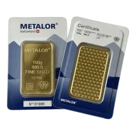 100 Gram Metalor Minted Gold Bar