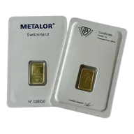 2 Gram Metalor Minted Gold Bar