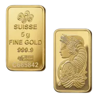 5 Gram PAMP Lady Fortuna Gold Bar