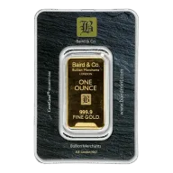 1oz Gold Bar - Baird & Co Minted Certicard
