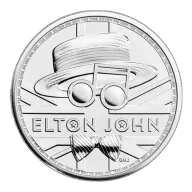 2021 UK Elton John 1 oz Silver Bullion BU Coin in Capsule