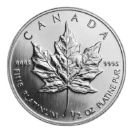 Canadian Platinum Maple Leaf 1/2oz - Backdated