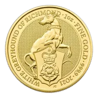 1 oz Queen's Beasts White Greyhound of Richmond Gold Coin (2021)