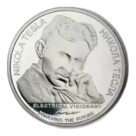 2019 Serbia 1-oz Silver Nikola Tesla Remote Control Current Coin Gem