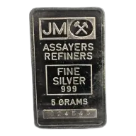 5 gram Silver Bar - Johnson Matthey (Plain Reverse)