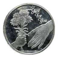 1 oz Silver Valentines Day Flowers Round