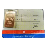Vintage 1oz Credit Suisse Gold Bar