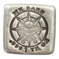 1 oz Silver Square Bullion Pirate Compass MK BARZ