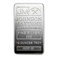 10 oz Johnson Matthey Silver Bar (Vintage Design)
