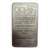 100oz Johnson Matthey Silver Pressed Bar