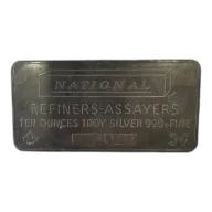 10 oz Silver Canada National Refiners Assayers Bar w/Toning