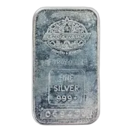 1 oz Silver Bar - Engelhard Tall Maple Plain Back (Toned and Milkspots)